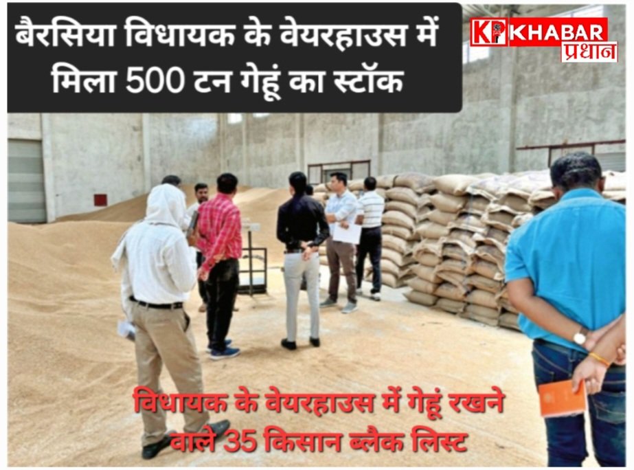 बैरसिया विधायक के वेयरहाउस में गेहूं रखने वाले 35 किसान किये गये ब्लैक लिस्ट:
